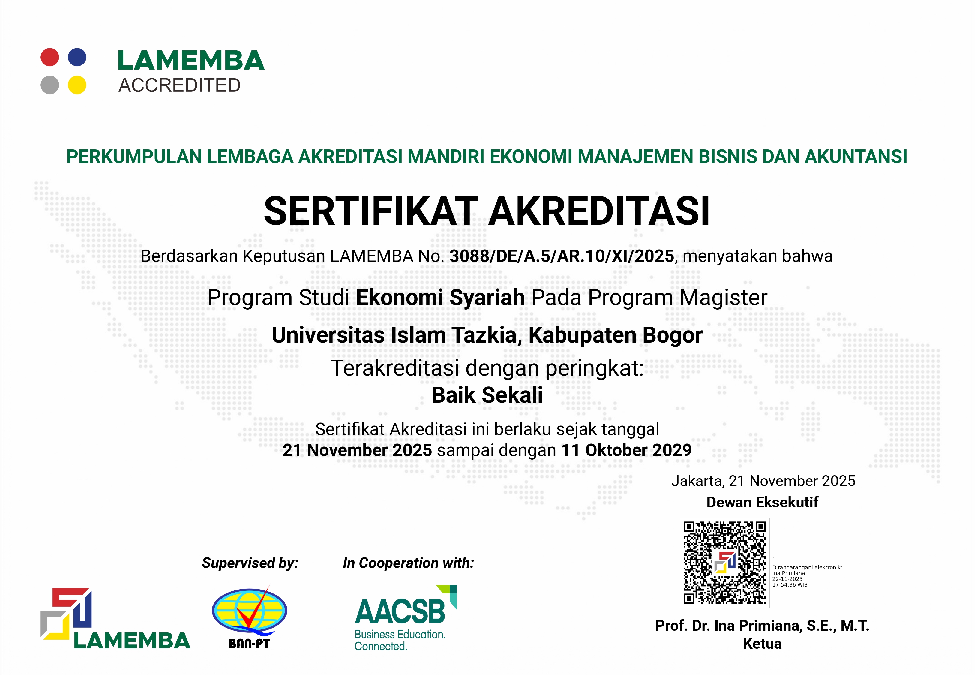 3088 Sertifikat Akreditasi Universitas Islam Tazkia Magister Ekonomi Syariah 1 page 0001