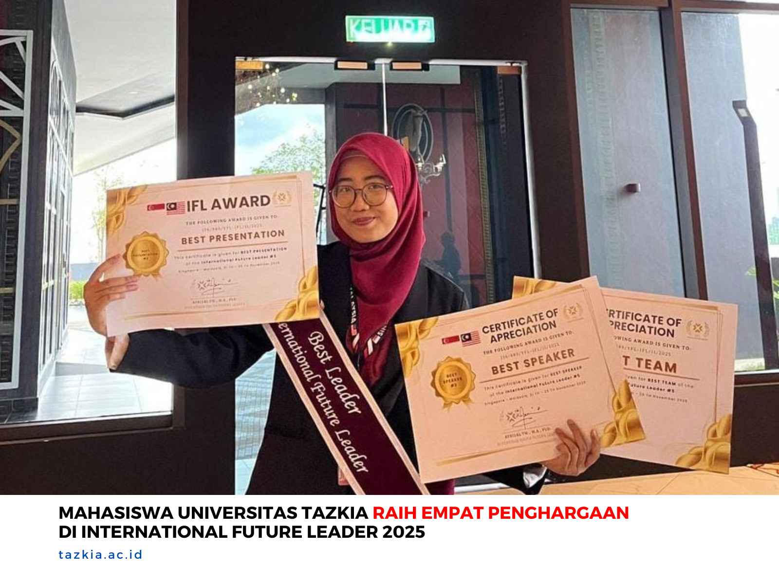 Mahasiswa Universitas Tazkia Raih Empat Penghargaan di International Future Leader 2025