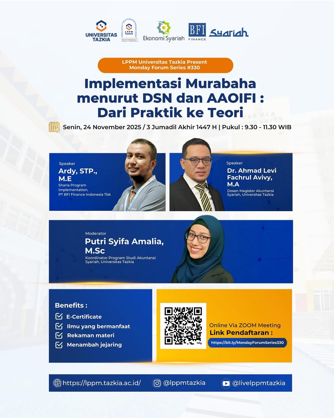  MONDAY FORUM LPPM Universitas Tazkia bekerja sama dengan PBMT Institute KSPPS BMT Fastabi