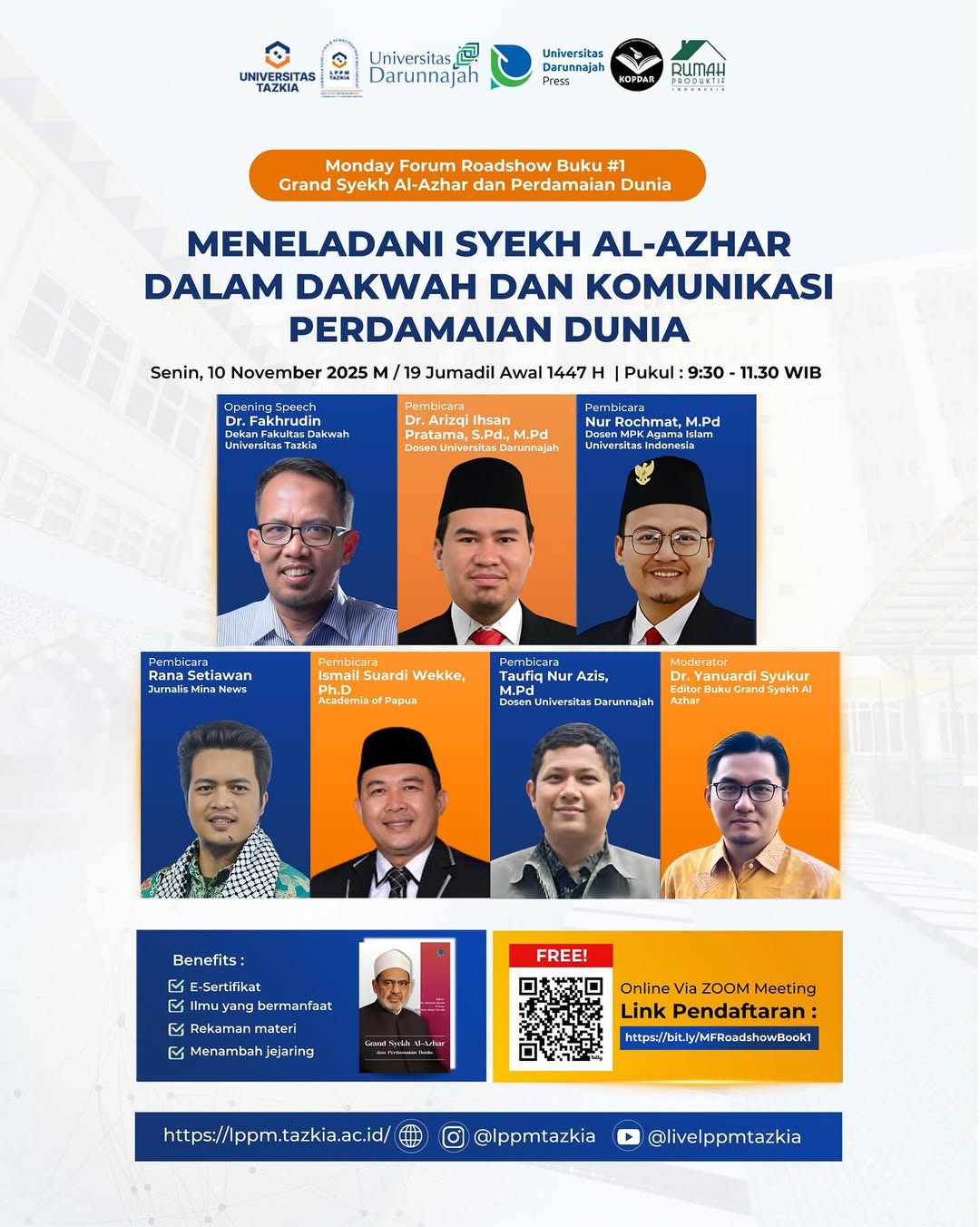  Monday Forum Roadshow Buku 1 Grand Syekh Al Azhar dan Perdamaian Dunia LPPM Universitas 