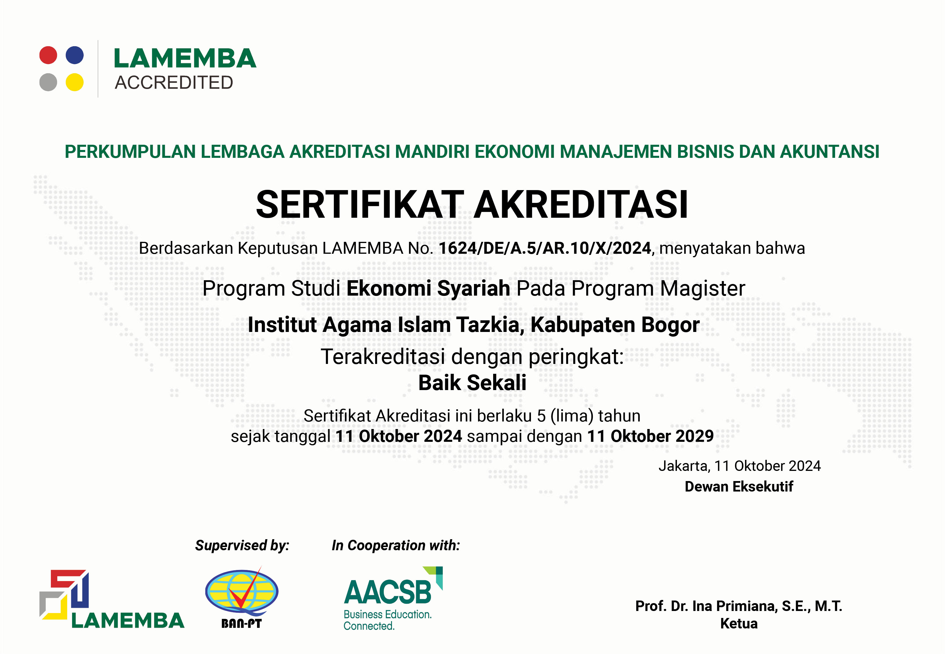 Akreditasi Ekonomi Syariah Baik Sekali Tazkia