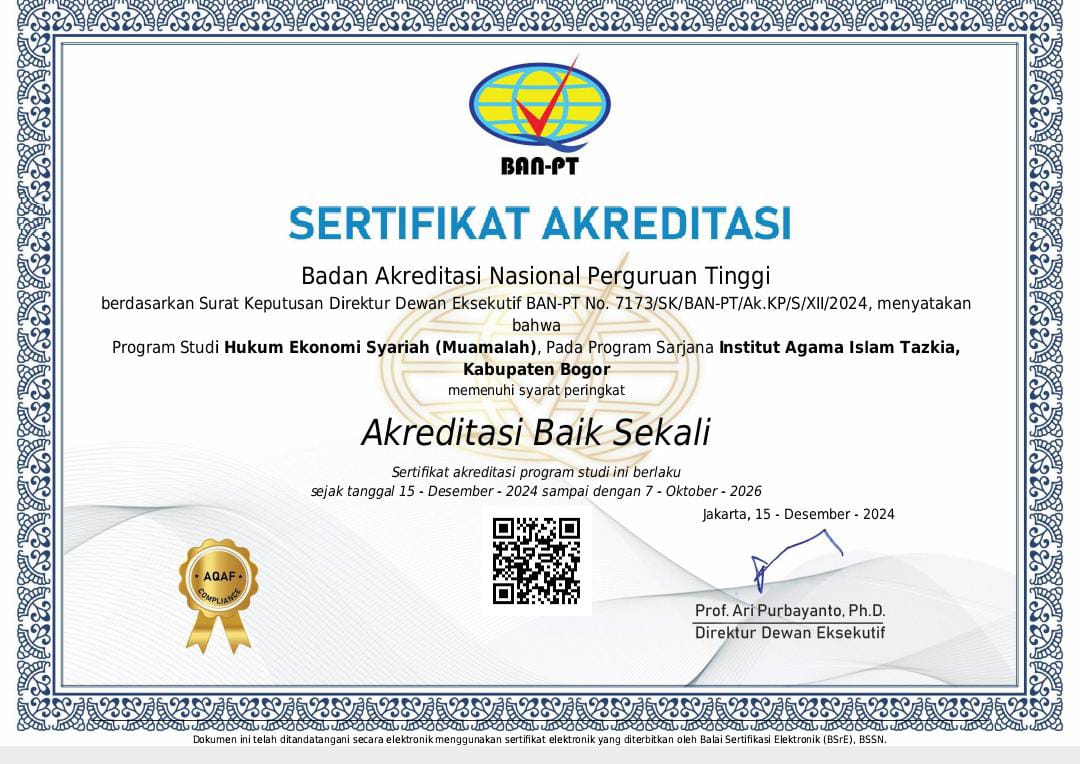 Akreditasi Hukum Ekonomi Syariah B