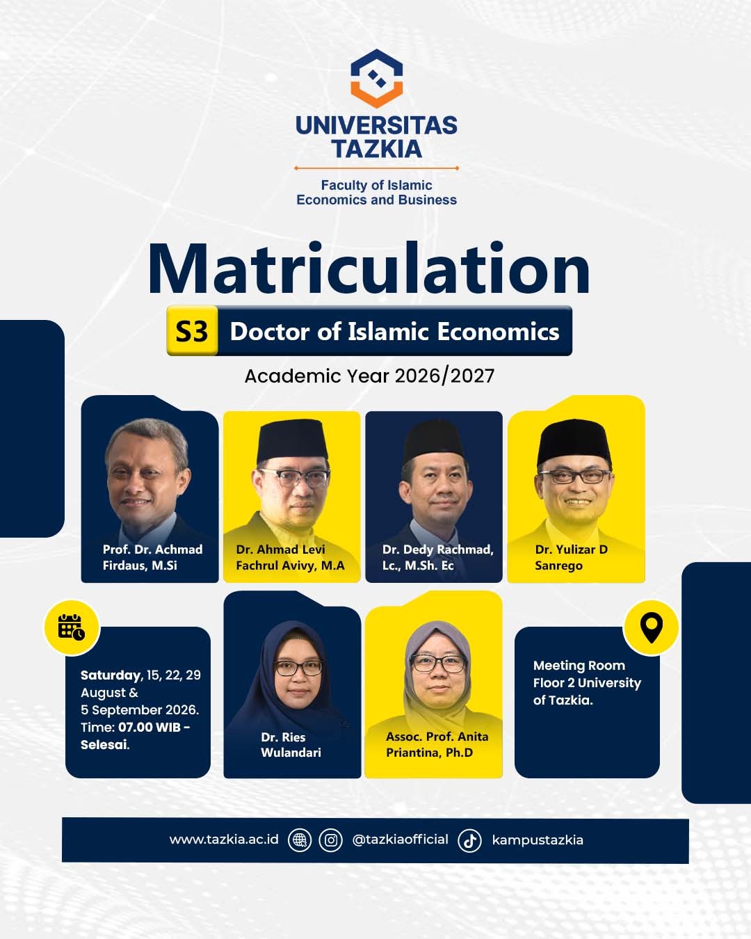 Menyiapkan Pemimpin Ekonomi Syariah Masa Depan, Universitas Tazkia Mulai Matriculation S3 2026/2027