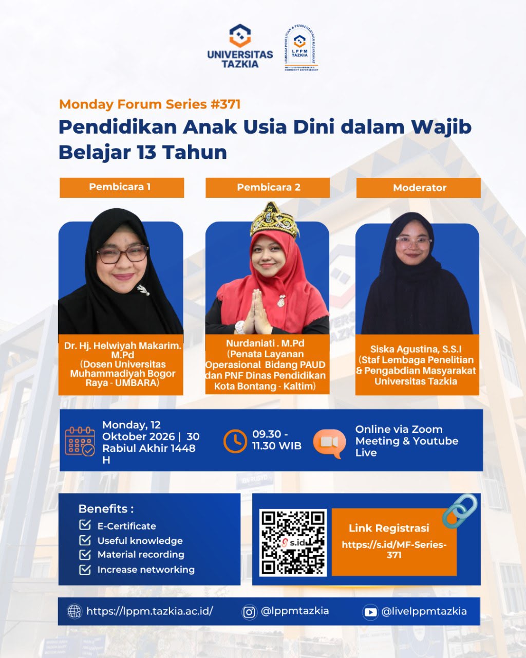 Monday Forum Series 371 - Pendidikan Anak Usia Dini dalam Wajib Belajar 13 Tahun